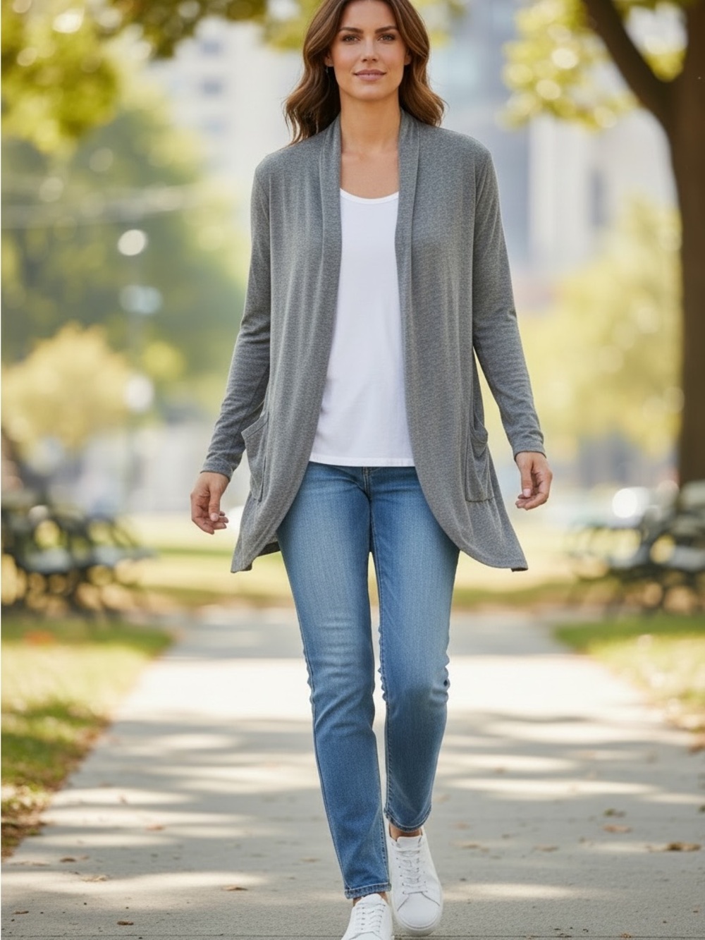 POGTMM Gray Open-Front Women's Cardigan Sweater Women’s Size Small